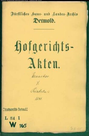 Wenneker, Hermanns Tochter Vormunde gegen Stadt Rinteln - Schuldforderung