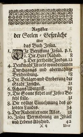 Register der Seelen-Gespräche.