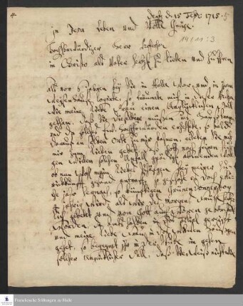 Brief von Heinrich Lucht an August Hermann Francke.