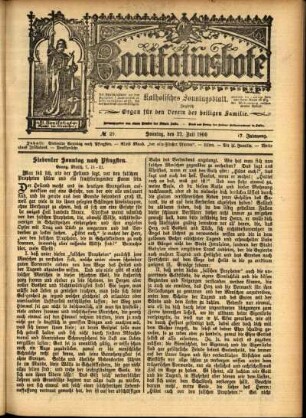 Erste Ausgabe vom Sonntag, den 22. Juli 1900.