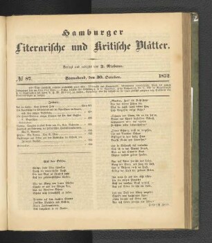 No. 87. 30. Oktober 1852