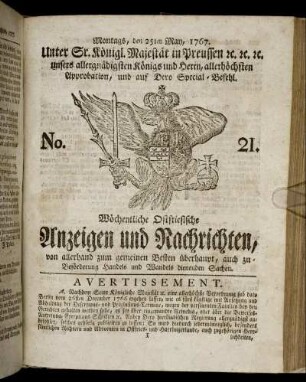 No. 21. Montags, den 25ten May, 1767.