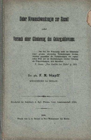 Über Niveauschwankungen zur Eiszeit