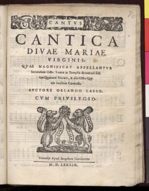 Orlando di Lasso: Cantica divae Mariae virginis ... Cantus