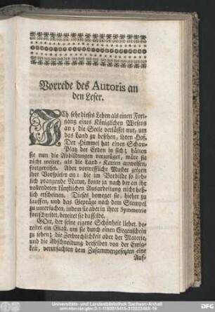 Vorrede des Autoris an den Leser.