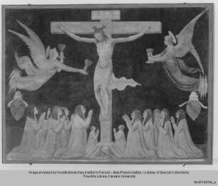 Christus am Kreuz und kniende Nonnen