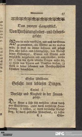 Erster Abschnitt. Gefahr von leblosen Dingen.