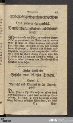 Erster Abschnitt. Gefahr von leblosen Dingen.