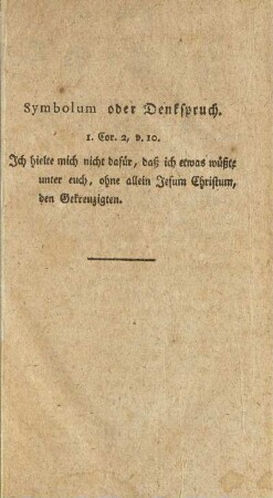 Symbolum oder Denkspruch