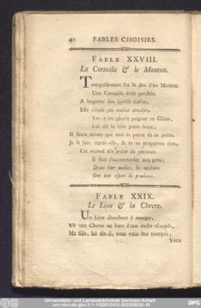 Fable XXIX. Le Lion & la Chevre.