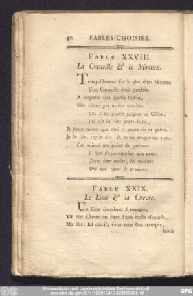 Fable XXIX. Le Lion & la Chevre.