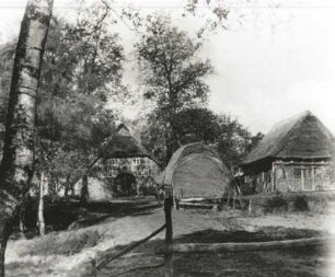 Teufelsmoor, Naturschutzgebiet Niedersandhausen. Bauernhof mit niedersächsischem Hallenhaus