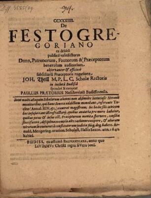 CCXXXIIII. De festo Gregoriano