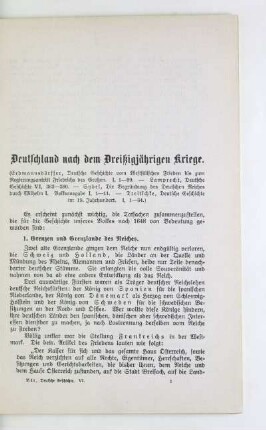 Deutschland nach dem Dreißigjährigen Kriege