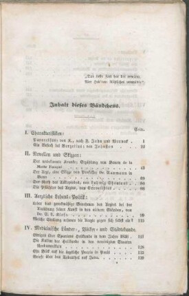 Inhalt dieses Bändchens.