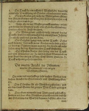 Der vierde Artickel der Visitation, von der Gnadenwahl und ewigen Versehung Gottes