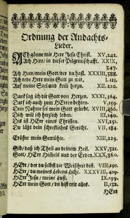 Ordnung der Andachts-Lieder.