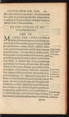 De Inductione, Et De exceptione Dialectica. Caput XX.