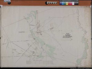 Karte über die Feldmark Emlichheim Feldmark mit Ortslage. Verlauf der von der Gemeinde Emlichheim und der von der Bauerschaft Kalle beanspruchten Grenze Ausf.-Art: Farbige Zeichnung. Südlich der Vechte topographisch aufgenommen, nördlich derselben nach der Papenschen Karte kopiert Herst.: Kellner Format: 65 x 98 cm Maßstab: 1 : 10000