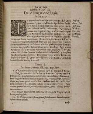 Disputatio IX. De Abrogatione Legis