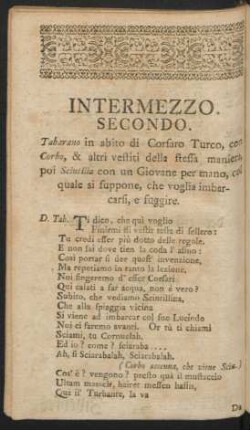 Intermezzo Secondo. Zweytes Zwischenspiel