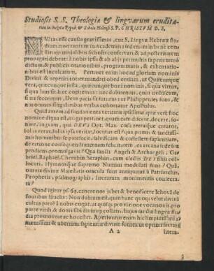 Studiosis S.S. Theologiae & linguarum eruditarum in inclyta Repub. ...