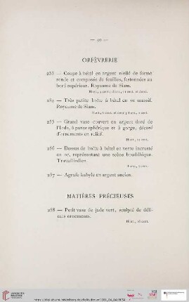 Matières Précieuses (Nr. 258 - 260)