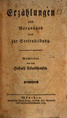 Erzählungen zum Vergnügen und zur Seelenbildung