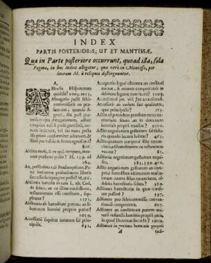 Index Partis Posterioris, Ut Et Mantissæ.
