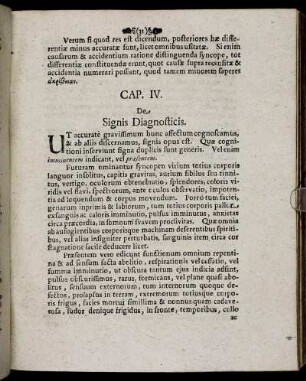 Cap. IV. De Signis Diagnosticis.