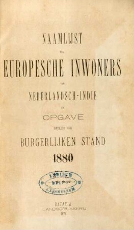1880: Naamlijst der europesche inwoners van Nederlandsch-Indie͏̈
