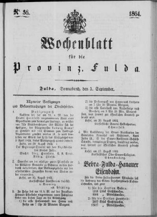 Nr. 36, Ausgabe vom 3. September 1864