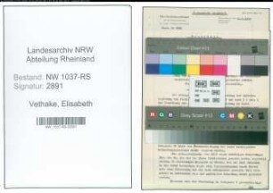 Entnazifizierung Elisabeth Vethake , geb. 16.05.1888 (Lehrerin)