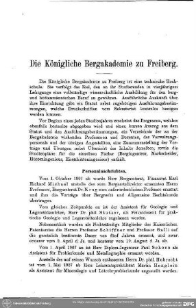 Die Königliche Bergakademie zu Freiberg