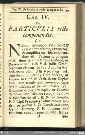 Cap. IV. De Particulis recte componendis