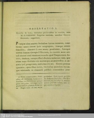Observatio I. Nonnulla de victu, Ordinibus provincialibus in comitiis, anno M.D.LXXXVIII Torgauiae institutis, sumtibus Camerae Electoralis, suppeditato