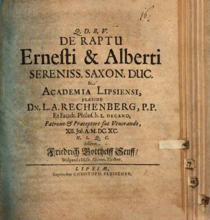 De Raptu Ernesti & Alberti Sereniss. Saxon. Duc.