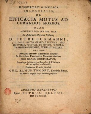 Diss. med. inaug. de efficacia motus ad curandos morbos
