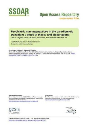 Psychiatric nursing practices in the paradigmatic transition: a study of theses and dissertations