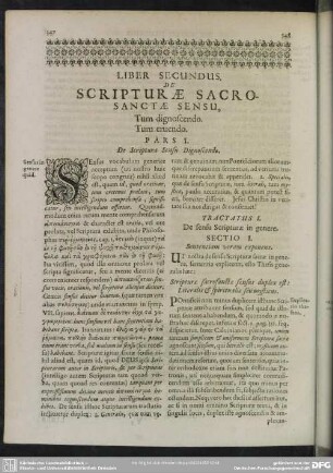 Liber Secundus. De Scripturae Sacrosanctae Sensu, Tum dignoscendo. Tum eruendo