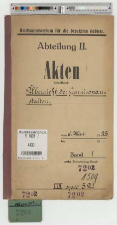 Uebersicht der Garnisonanstalten