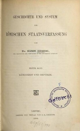 Geschichte und System der römischen Staatsverfassung. 1