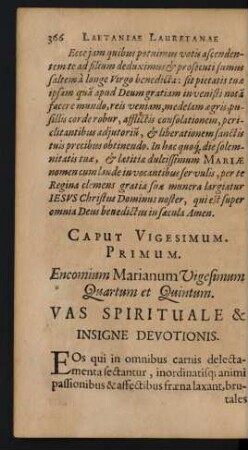 Caput Vigesimum. Primum. Encomium Marianum Vigesimum Quartum et Quintum. Vas Spirituale & Insigne Devotionis.