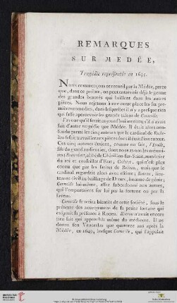 Remarques sur Medée, Tragédie représentée en 1635