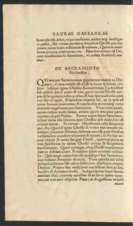 De Sacramento Eucharistiae.
