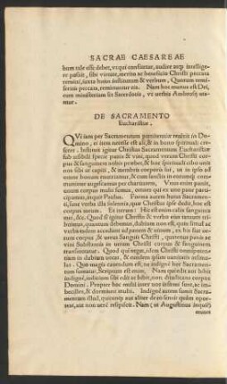 De Sacramento Eucharistiae.
