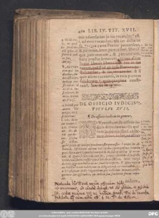 De Officio Iudicis. Titulus XVII.