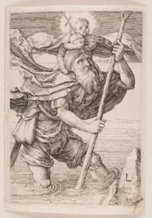 Der Heilige Christophorus das Christuskind tragend