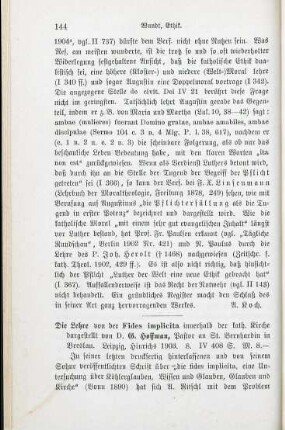 144-146 [Rezension] Hoffmann, Georg, Die Lehre von der Fides Implicita