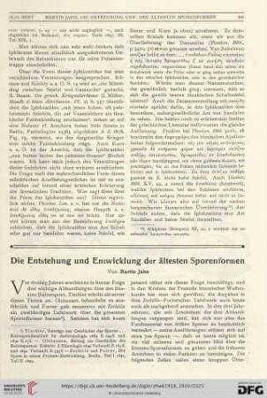 Die Entstehung und Entwicklung der ältesten Sporenformen